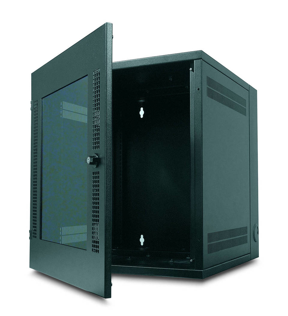 NetShelter WX 13U w/Threaded Hole Vertical Mounting Rail Glass Front Door/ Black
