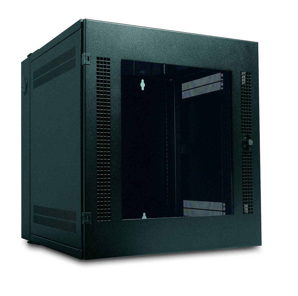 NetShelter WX 13U w/Threaded Hole Vertical Mounting Rail Glass Front Door/ Black