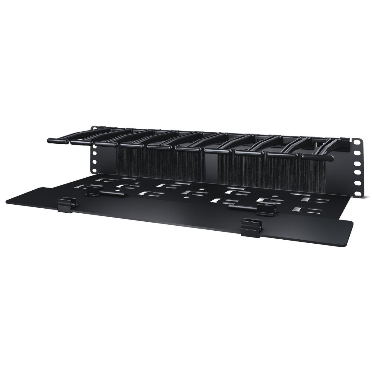 Horizontal Cable Manager, 2U x 6in Deep with Cable Tie-off bottom plate, Single-Sided with Cover