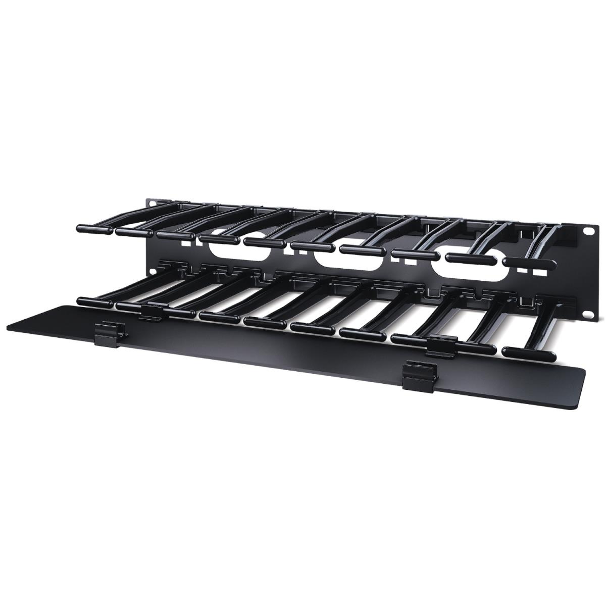 Horizontal Cable Manager, 2U x 6in Deep, Single-Sided with Cover