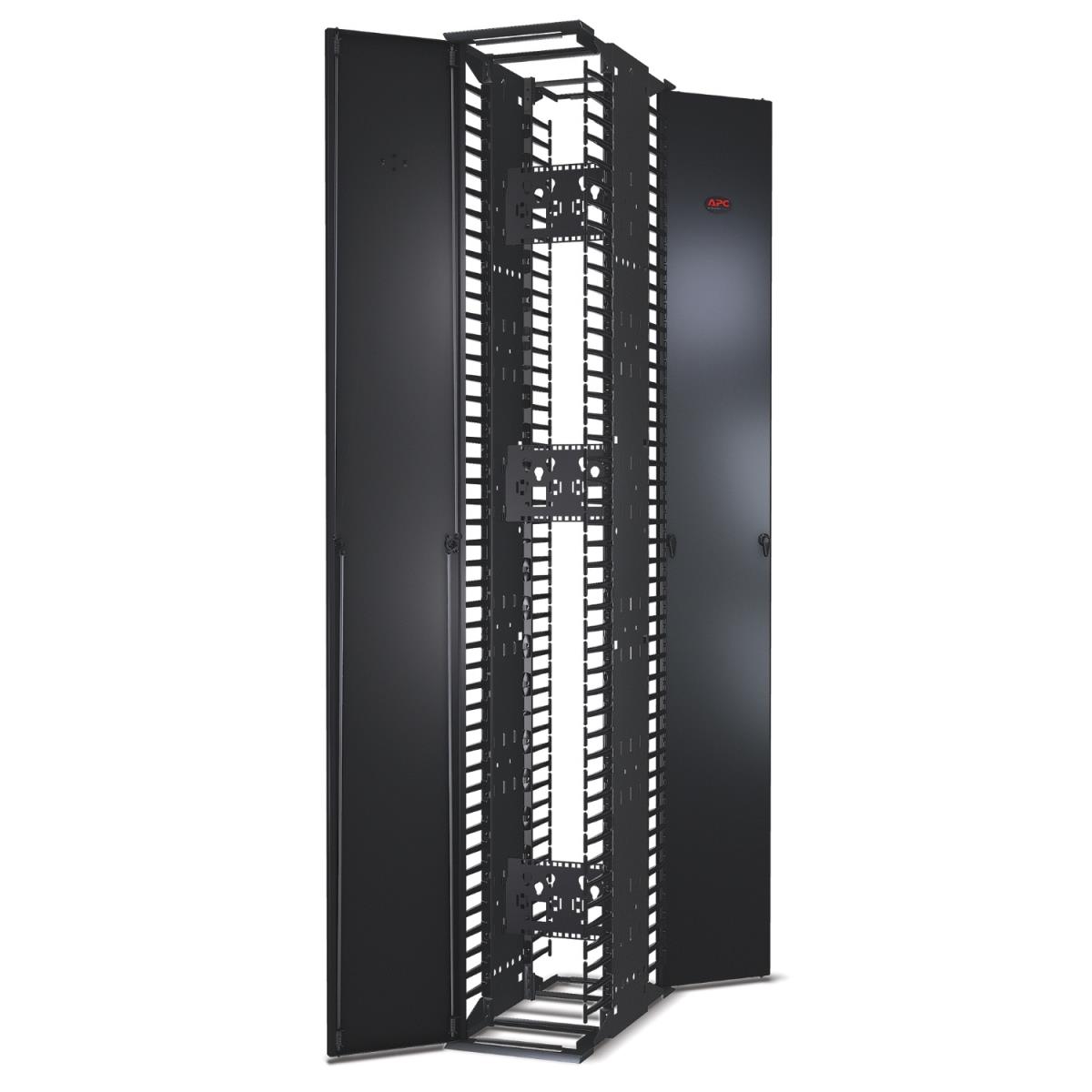 Performance, Vertical Cable Manager for 2 & 4 Post Racks, 84in H x 12inW, Double-Sided with Doors