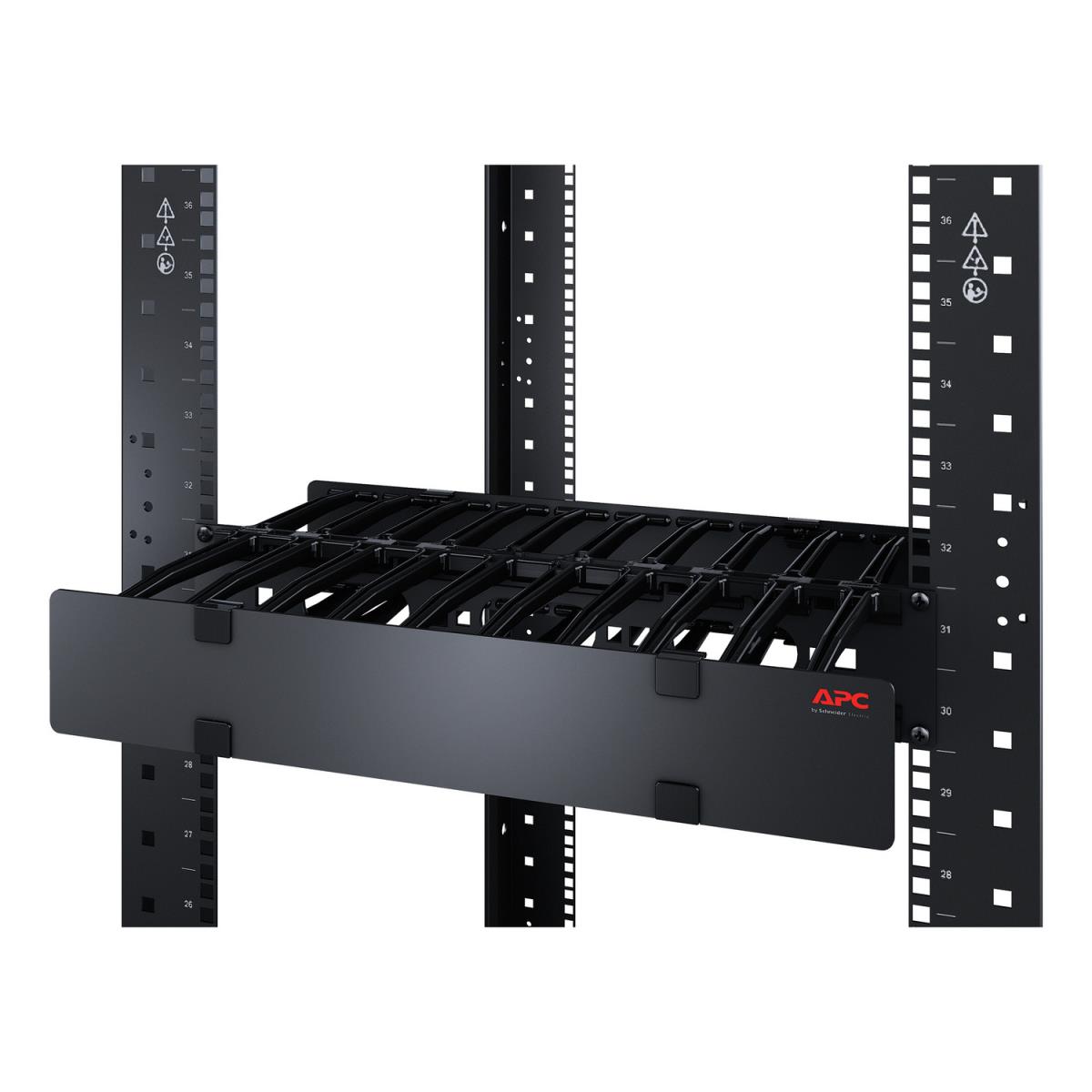 Horizontal Cable Manager, 1U x 4in Deep, Single-Sided with Cover