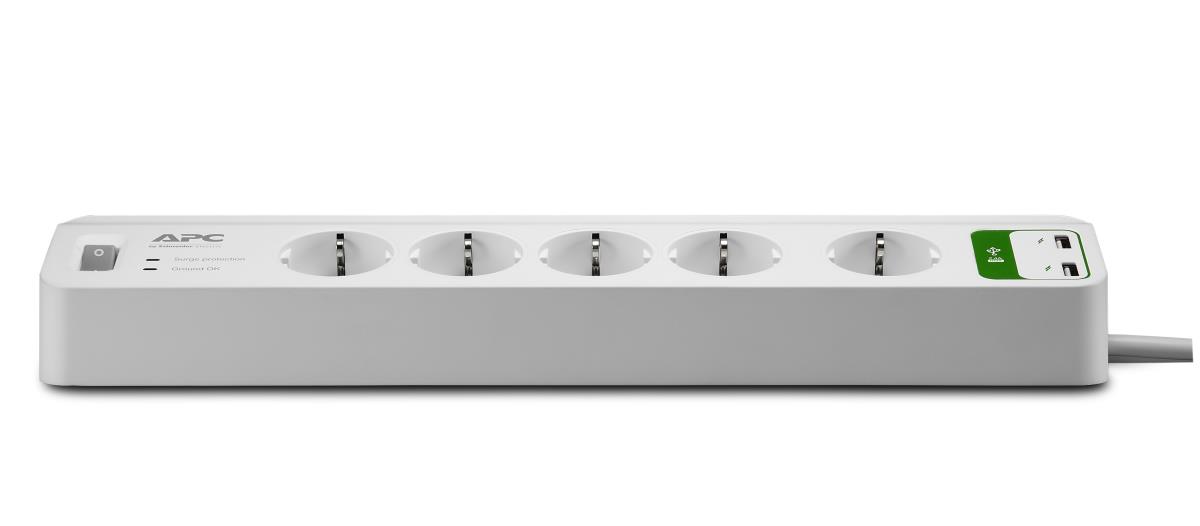 Essential SurgeArrest 5 Outlets With 5V 2.4A 2-port USB Charger 230v Germany