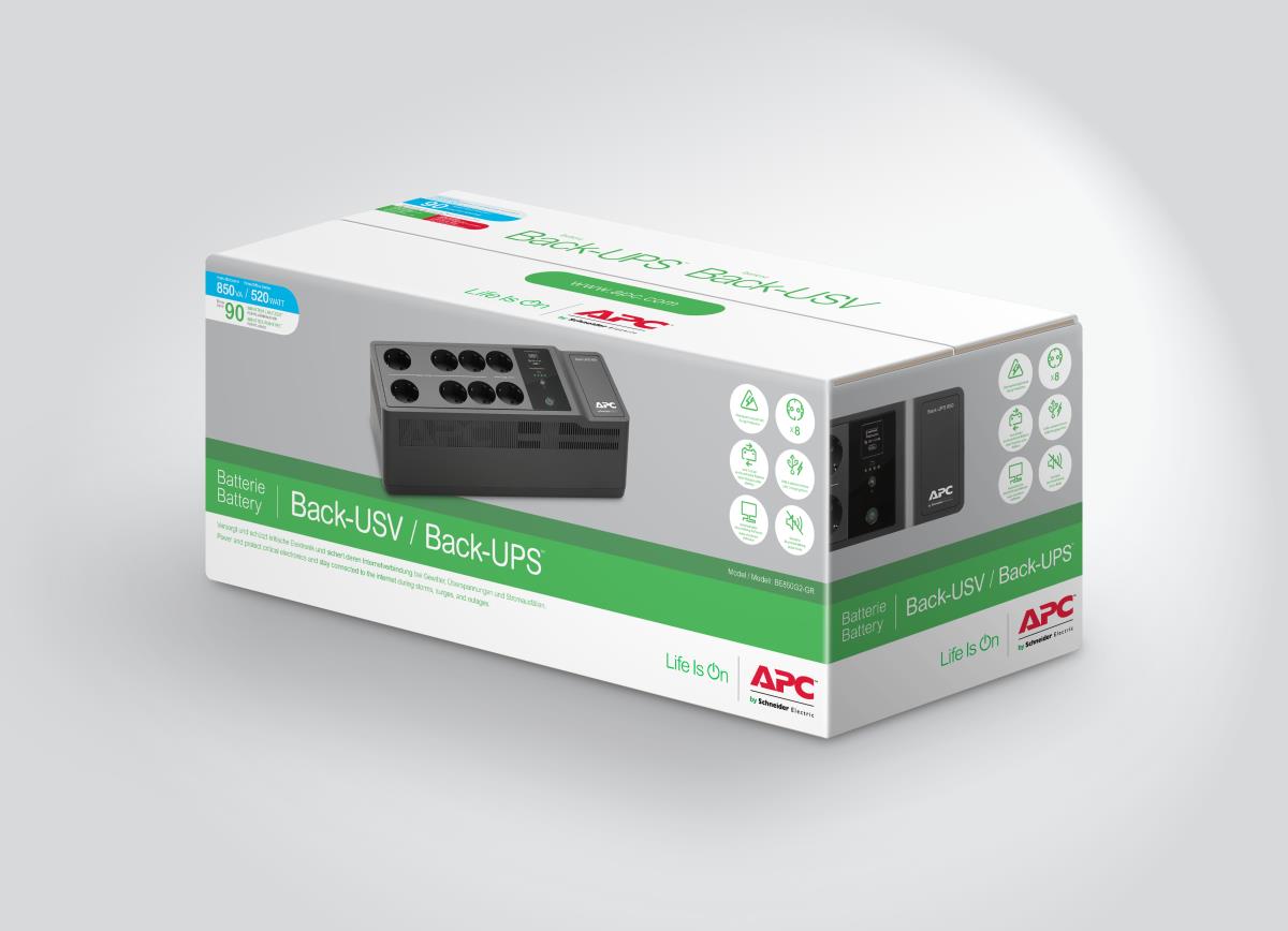 Back-UPS 850VA 520Watts 230V, USB Type-C and A Charging Ports - Schuko CEE 7/7P