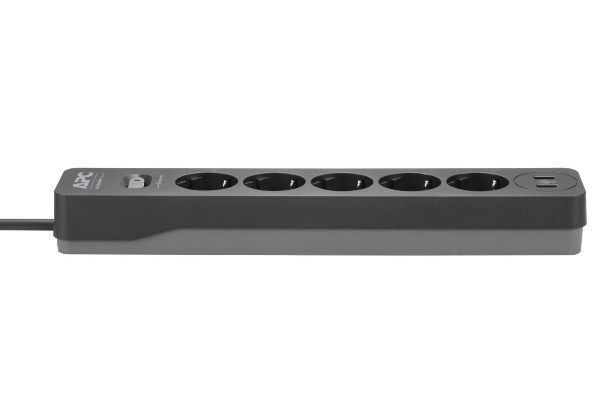 Essential SurgeArrest 5 Outlet 2 USB Ports 230V Black Germany