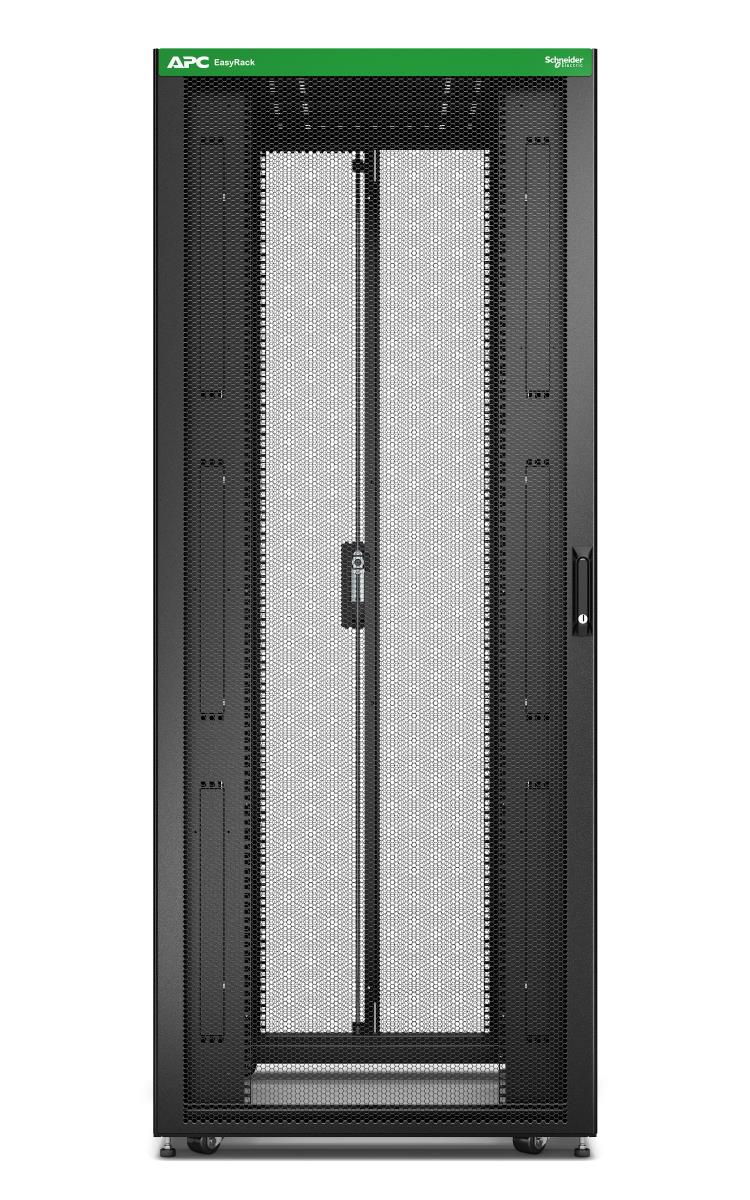 Easy Rack 800mm/42U/1200mm with Roof, Side panel,castors,feet and 4 Brackets, No Bottom - Black
