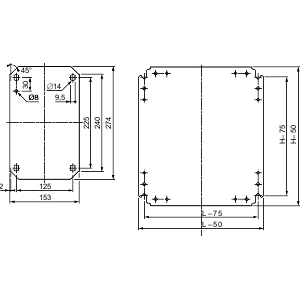 Plain mounting plate H800xW600mm Made Of Galvanised Sheet Steel