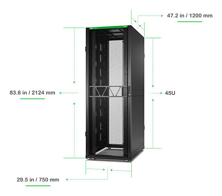 NetShelter SX Server Rack Gen 2, 45U, 2124H x 750W x 1200D mm, with Sides - Black