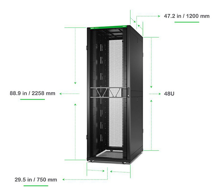 NetShelter SX Server Rack Gen 2, 48U, 2258H x 750W x 1200D mm, with Sides - Black