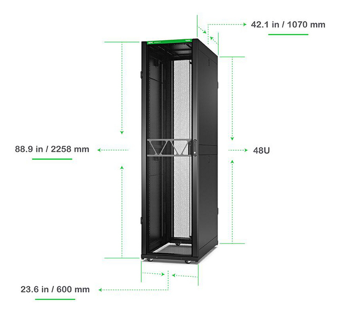 NetShelter SX Server Rack Gen 2, 48U, 2258H x 600W x 1070D mm, with Sides - Black