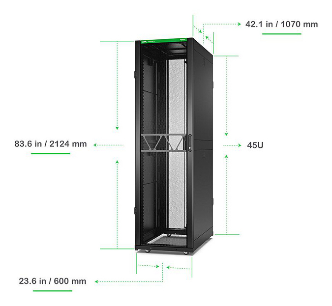 NetShelter SX Server Rack Gen 2, 45U, 2124H x 600W x 1070D mm, with Sides - Black