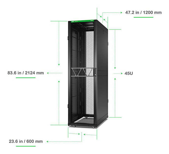 NetShelter SX Server Rack Gen 2, 45U, 2124H x 600W x 1200D mm, with Sides - Black