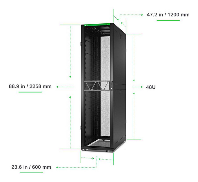 NetShelter SX Server Rack Gen 2, 48U, 2258H x 600W x 1200D mm, with Sides - Black
