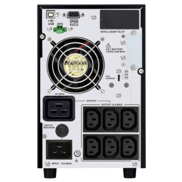 Easy UPS On-Line, 3kVA/2700W, Tower, 230V, 6x IEC C13 + 1x IEC C19 outlets, Intelligent Card Slot, LCD, Extended runtime