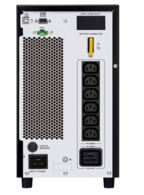 Easy UPS On-Line, 3kVA/2700W, Tower, 230V, 6x IEC C13 + 1x IEC C19 outlets, Intelligent Card Slot, LCD