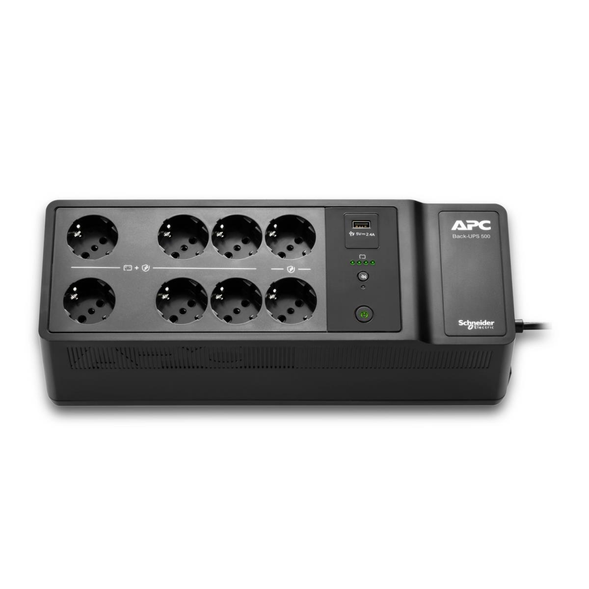 Back-UPS, 500VA/300W Floor/Wall Mount, 230V, 8x UNEL outlets, USB Type A Port, User Replaceable Battery