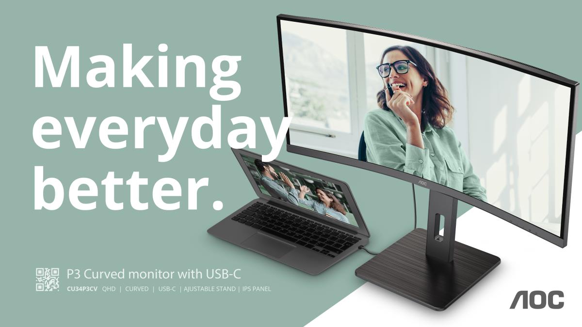 Curved USB-C Monitor - CU34P3CV - 34in - 3440x1440 (WQHD) - 4ms Speakers