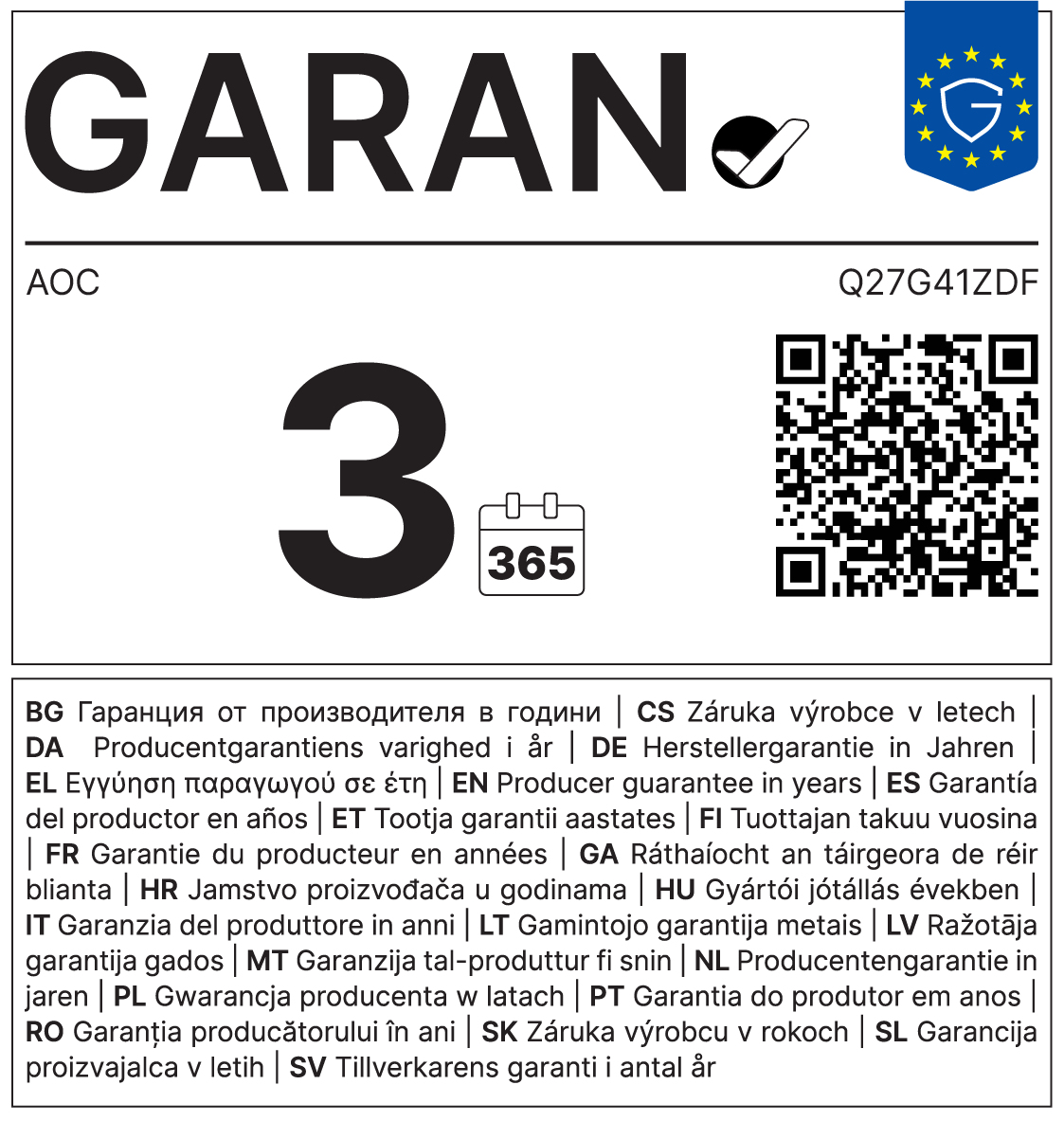 Gaming Monitor - Q27G41ZDF - 27in - 2560x1440 (QHD) - QD-OLED