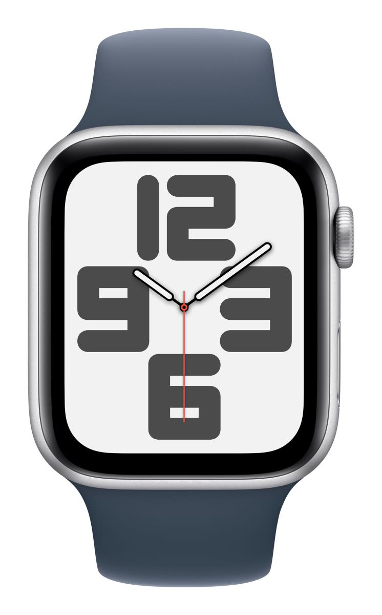Apple Watch Se Gps 44mm Silver Aluminium Case With Storm Blue Sport Band S/m