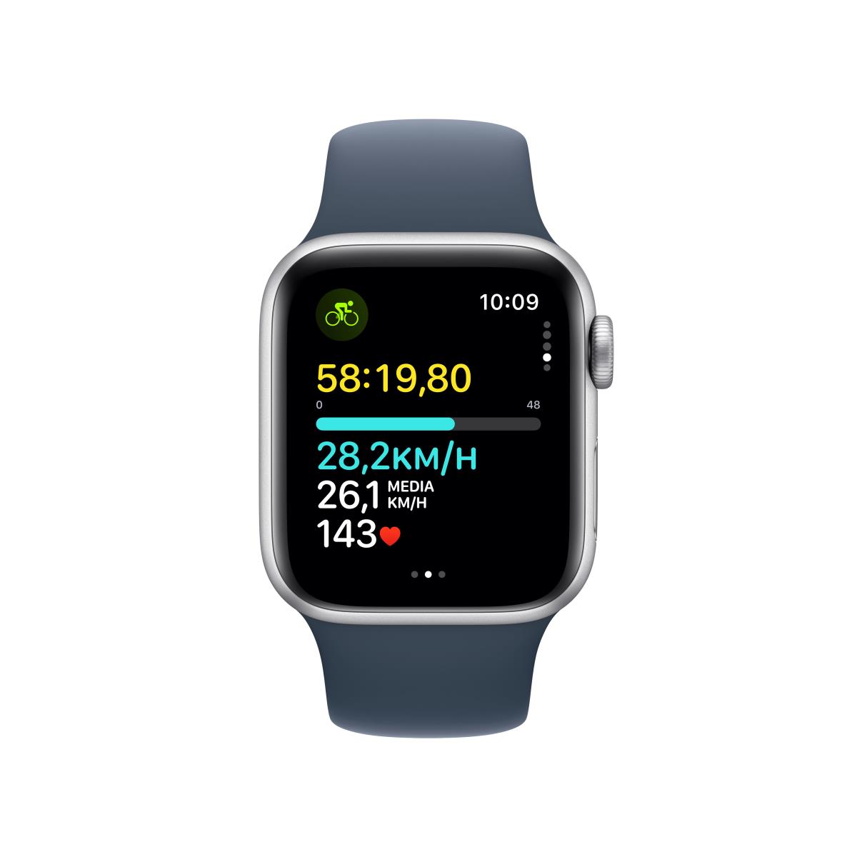 Apple Watch Se Gps + Cellular 40mm Silver Aluminium Case With Storm Blue Sport Band S/m