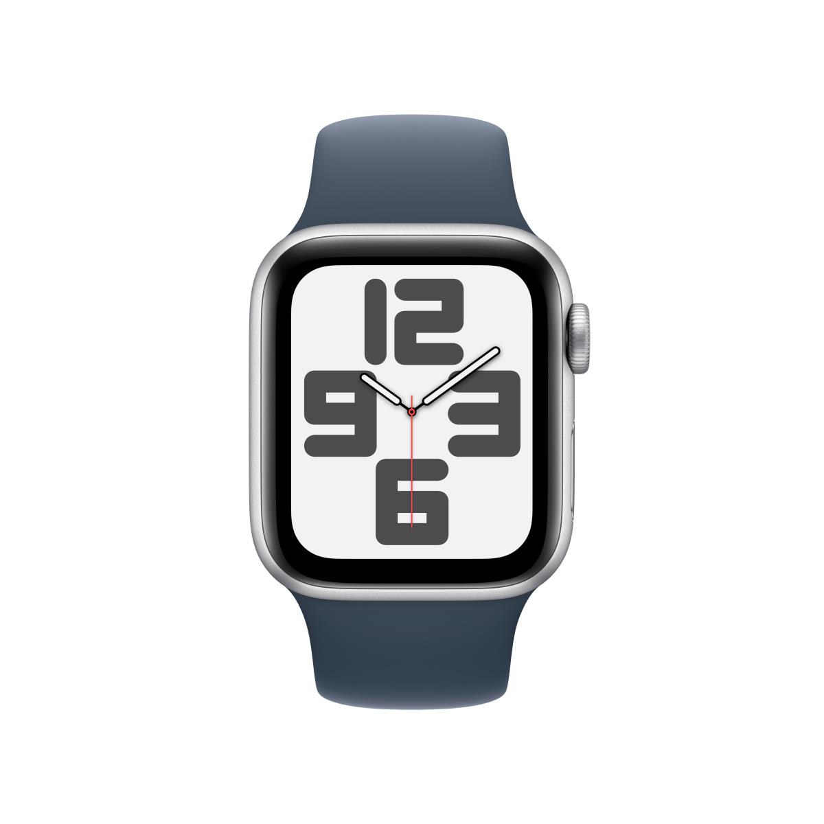 Apple Watch Se Gps + Cellular 40mm Silver Aluminium Case With Storm Blue Sport Band S/m
