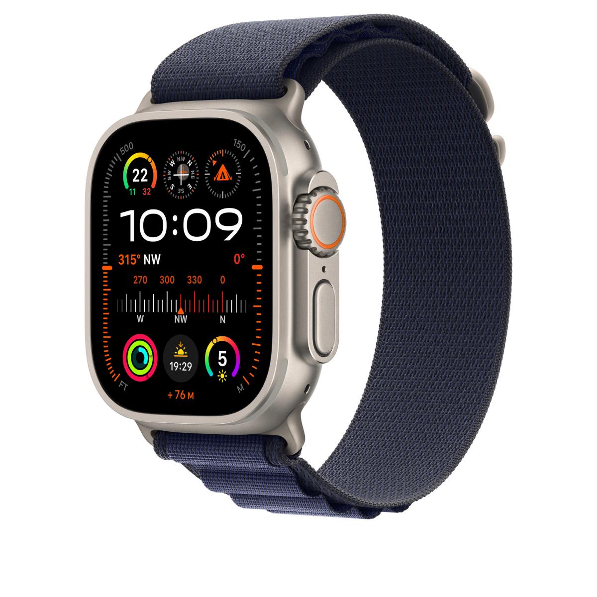 49mm Navy Alpine Loop - Large - Natural Titanium Finish