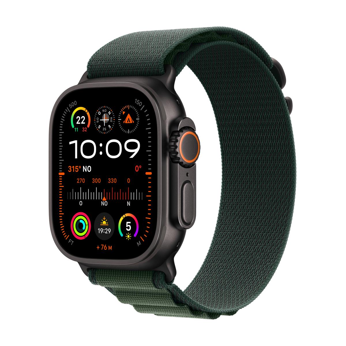 Watch Ultra 2 Gps + Cellular 49mm Black Titanium Case With Dark Green Alpine Loop - Small