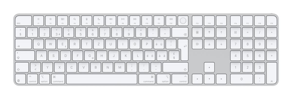Magic Keyboard With Touch Id And Numeric Keypad For Apple Silicon - White - Qwertzu Swiss