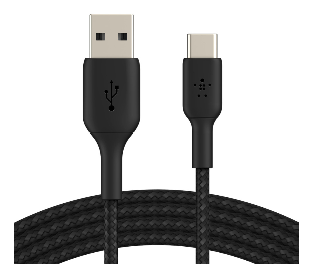 USB-a To USB-c Cable Braided 0.15m Black