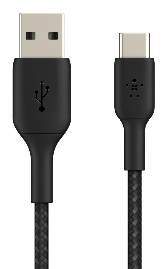 USB-a To USB-c Cable Braided 0.15m Black