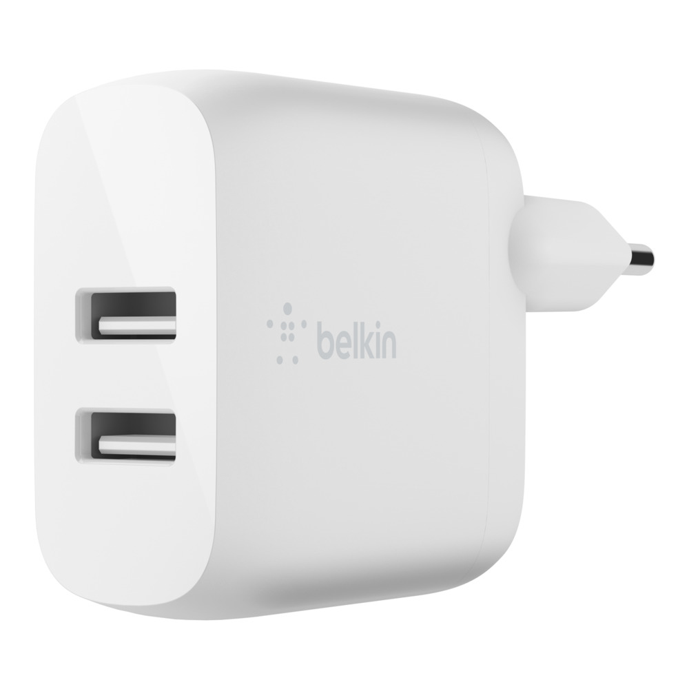 Dual USB-a Wall Charg W/1m Pvc A-ltg 24w