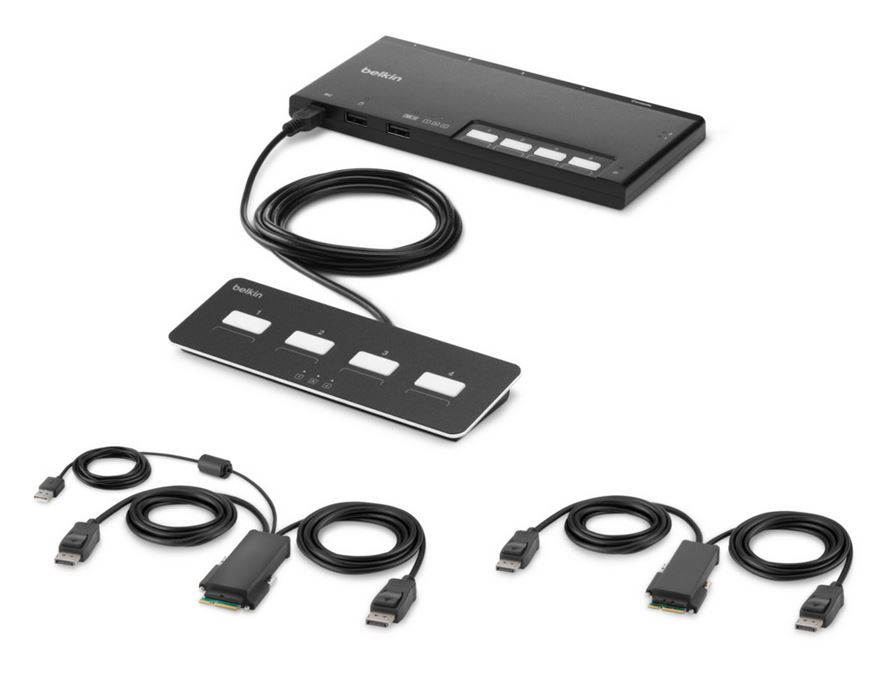 4-port Dual Head Dp Modular Secure KVM Switch Pp4.0 W/remote