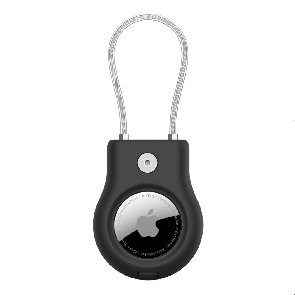 Secure Holder With Wire Cable For Airtag Black