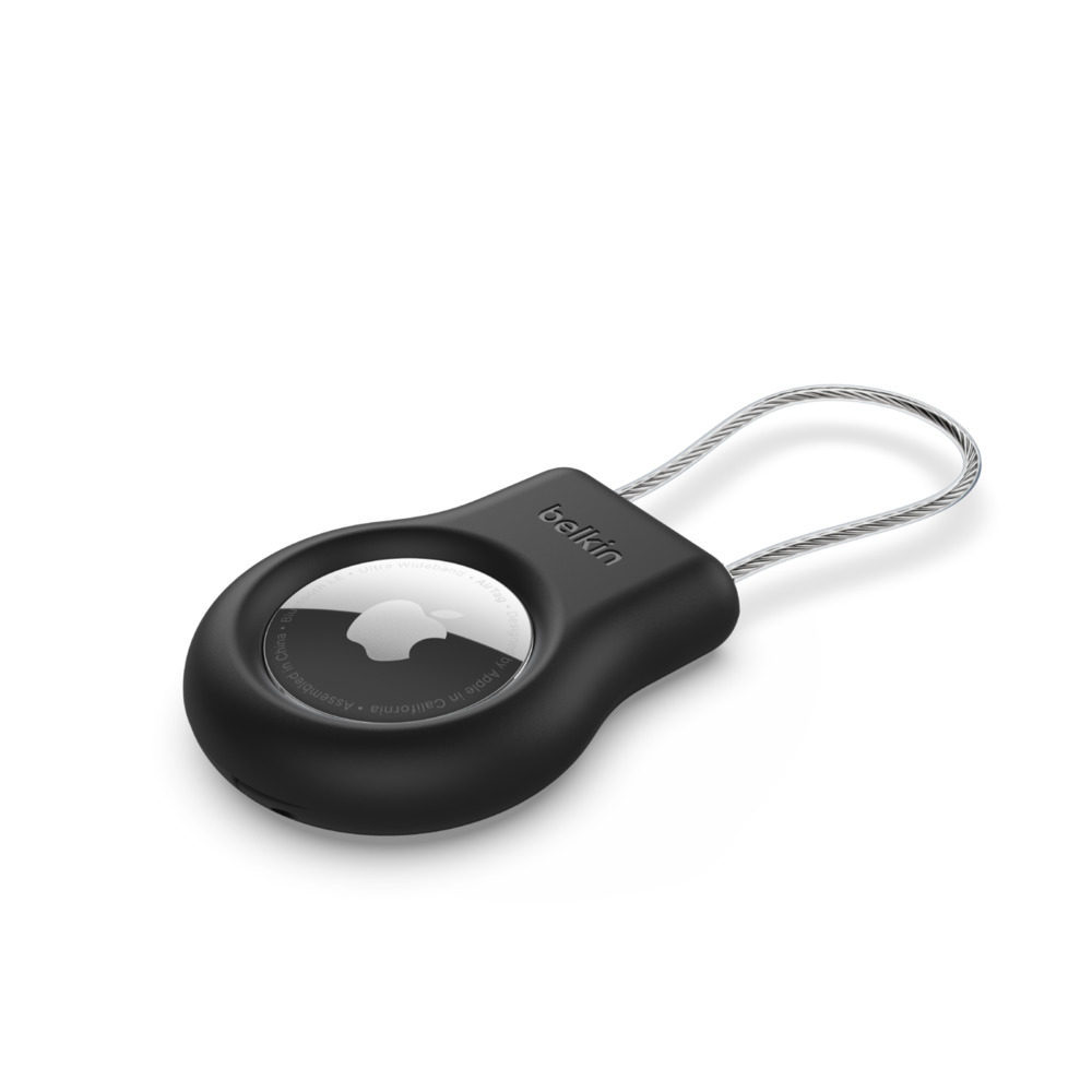 Secure Holder With Wire Cable For Airtag Black