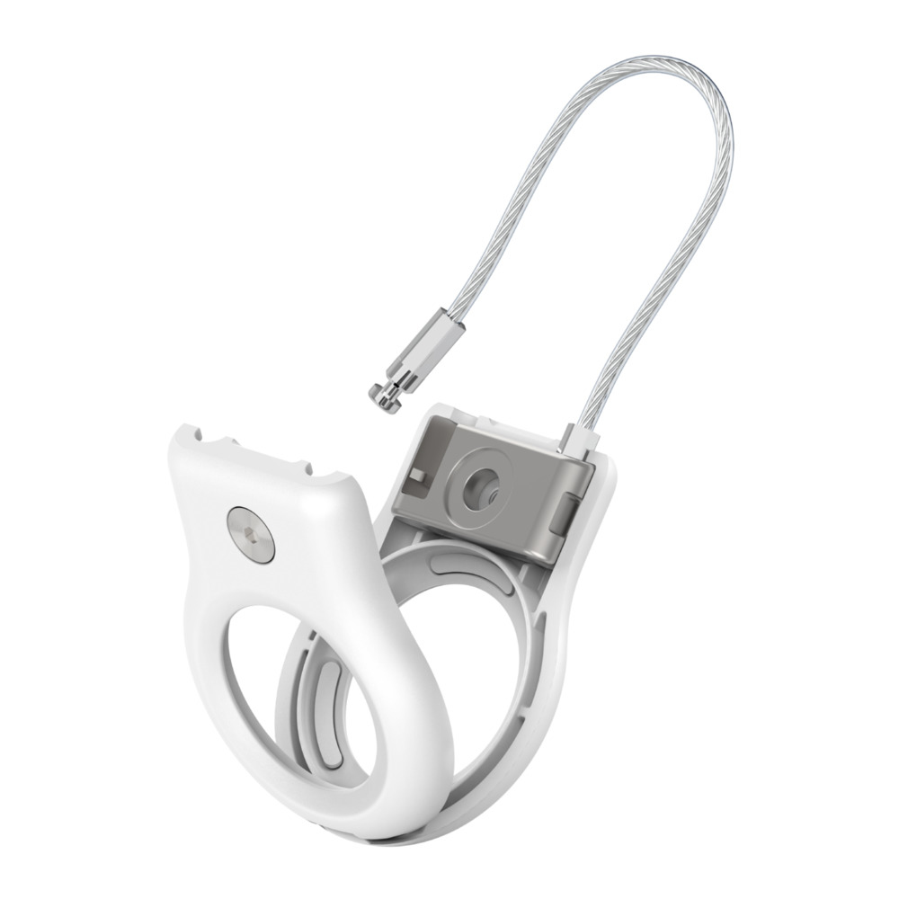 Secure Holder With Wire Cable For Airtag White