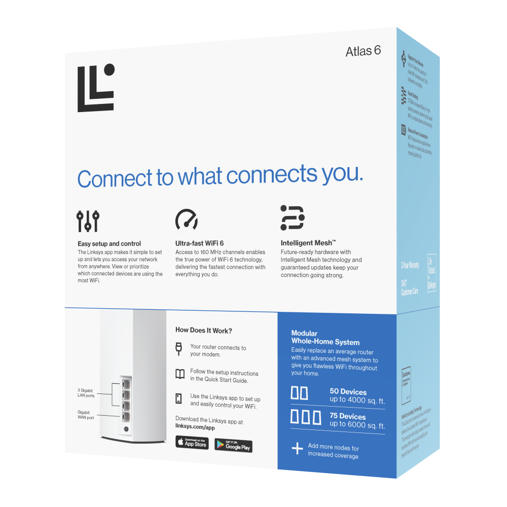 Rhodes Linksys Mx3000 Ax3000 Dual-band Mesh Wi-Fi 6 Node 1pk