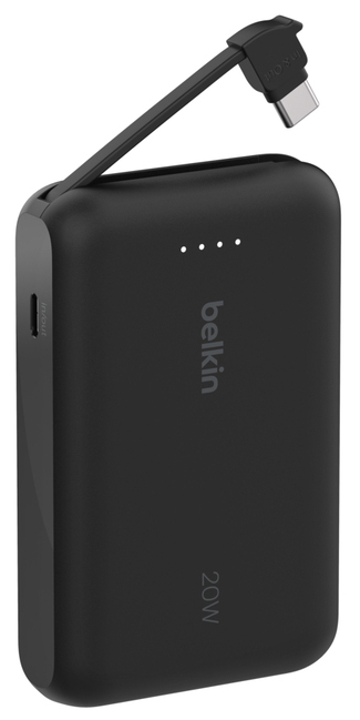 10k Pd20w Integrated USB-c Cable Power Bank Black