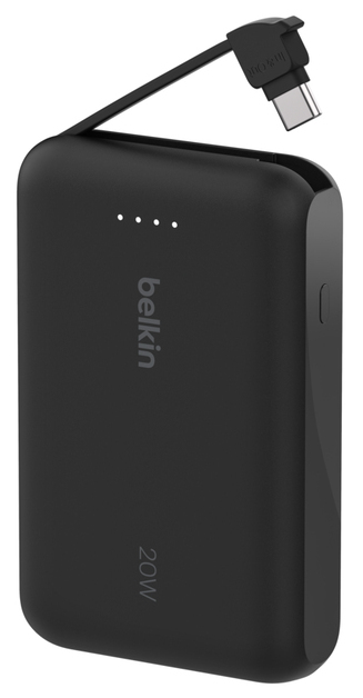 10k Pd20w Integrated USB-c Cable Power Bank Black