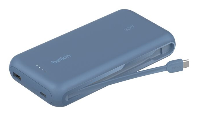 20k Pd30w Integrated USB-c Cable Power Bank Blue