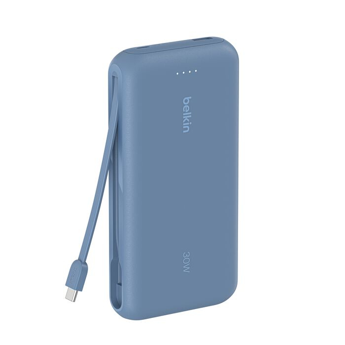 20k Pd30w Integrated USB-c Cable Power Bank Blue