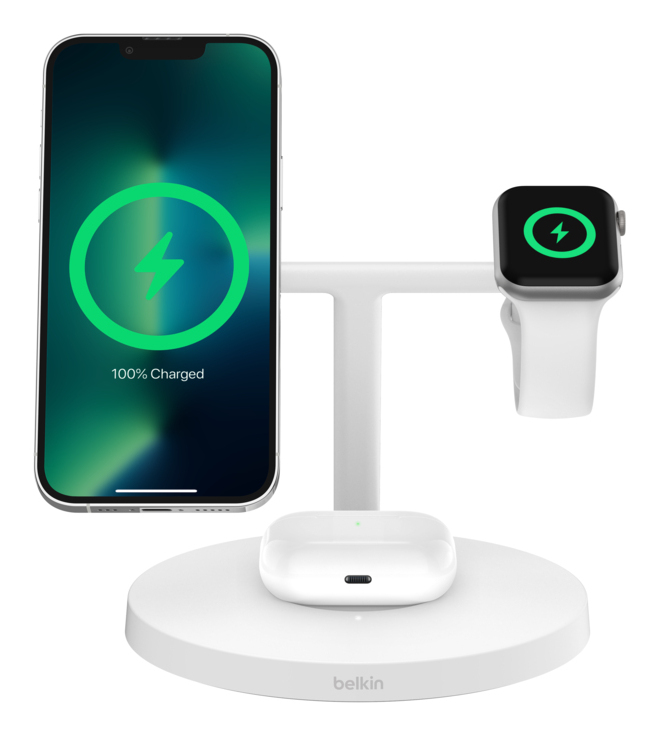 Wireless Charging Stand - Boost Charge Pro - 3-in-1 With Qi2 15w - White