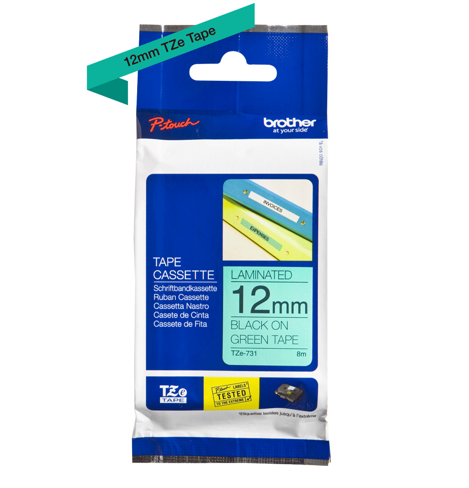 Tape 12mm Lami Black On Green (tz731)