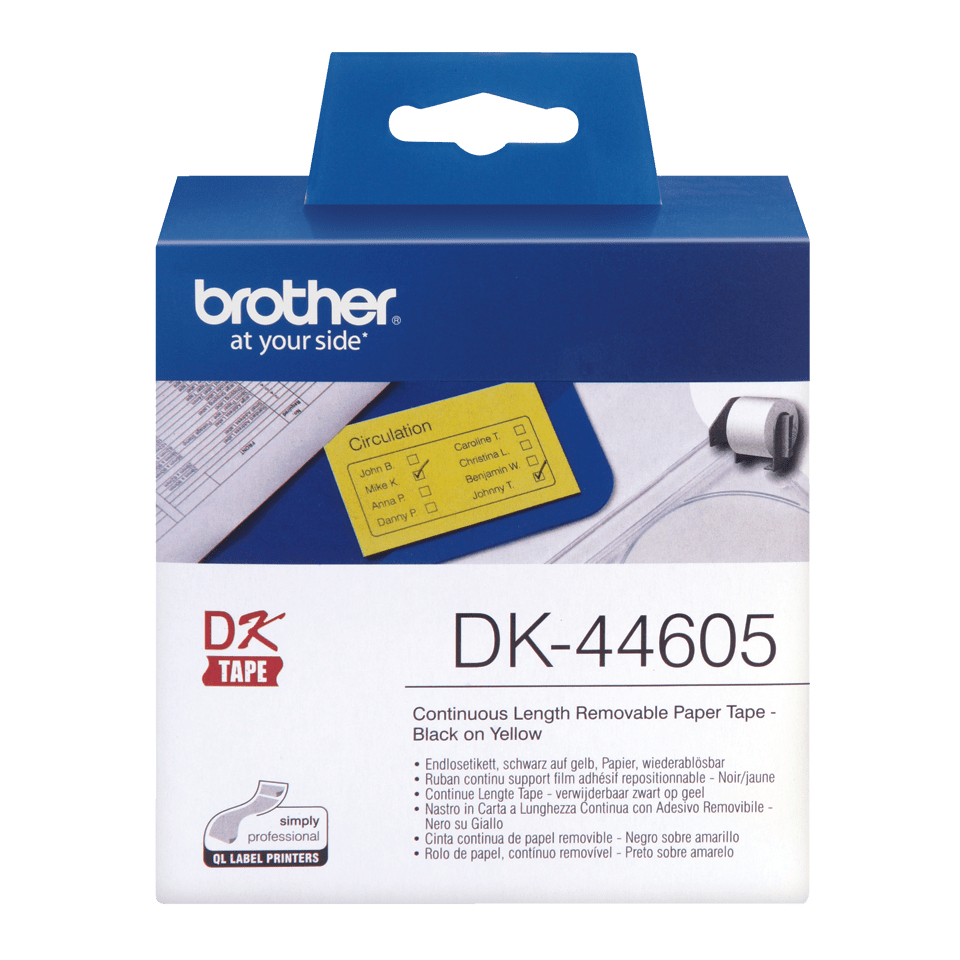 62mm Yellow Removable Paper Tape (dk44605)