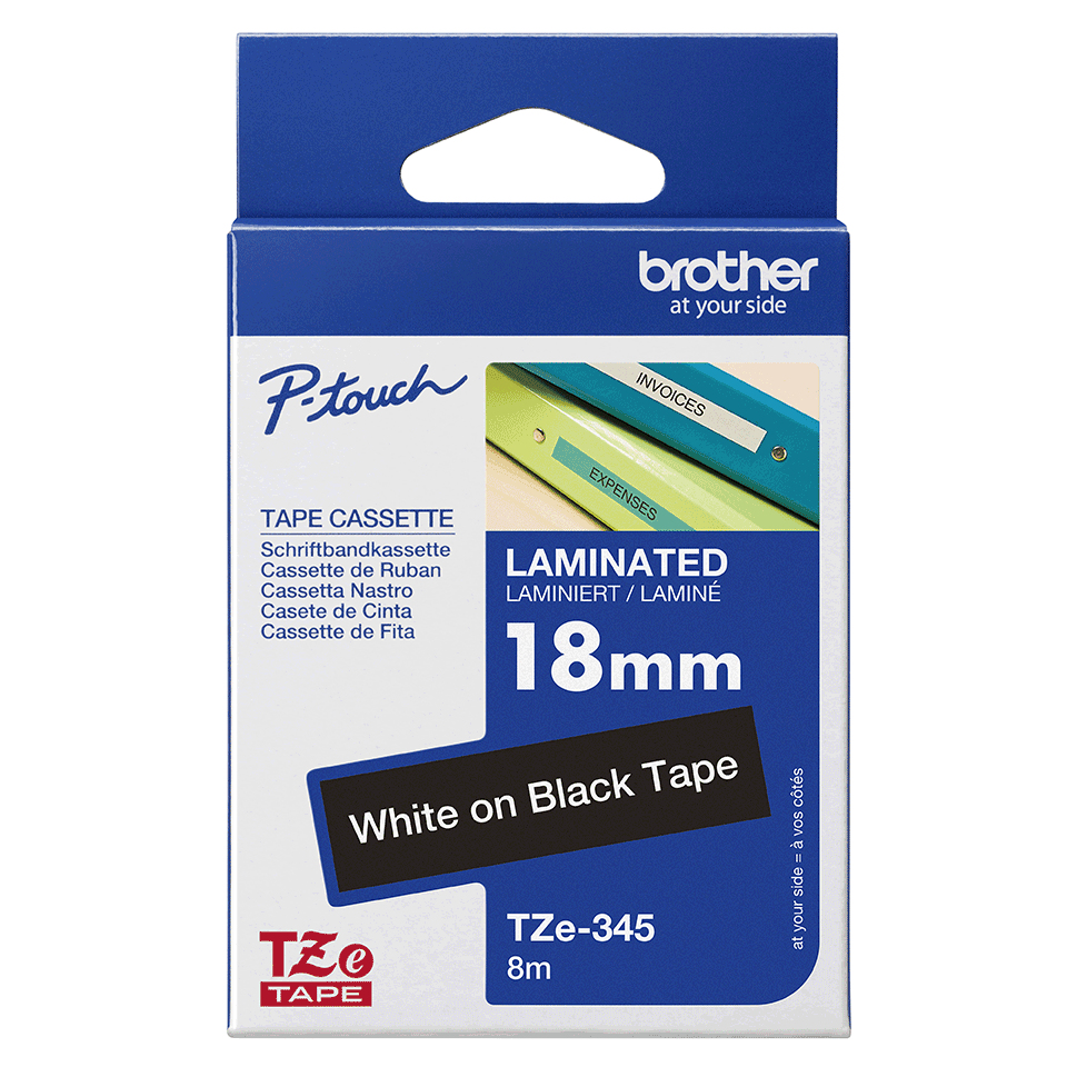 Tape 18mm Lami White On Black (tze-345)