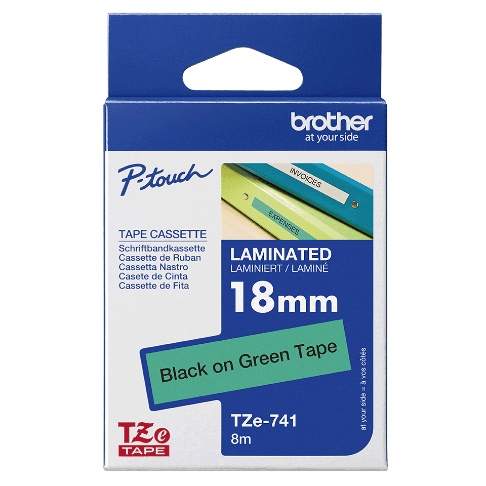 Tape 18mm Lami Black On Green (tze-741)