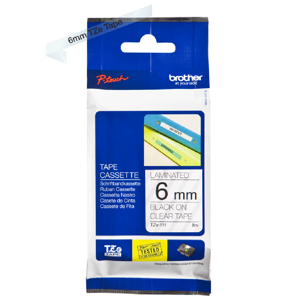 Tape 6mm Lami Black On Clear (tze-111)