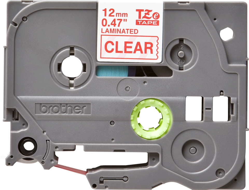 Tape 12mm Lami Red On Clear (tze-132)