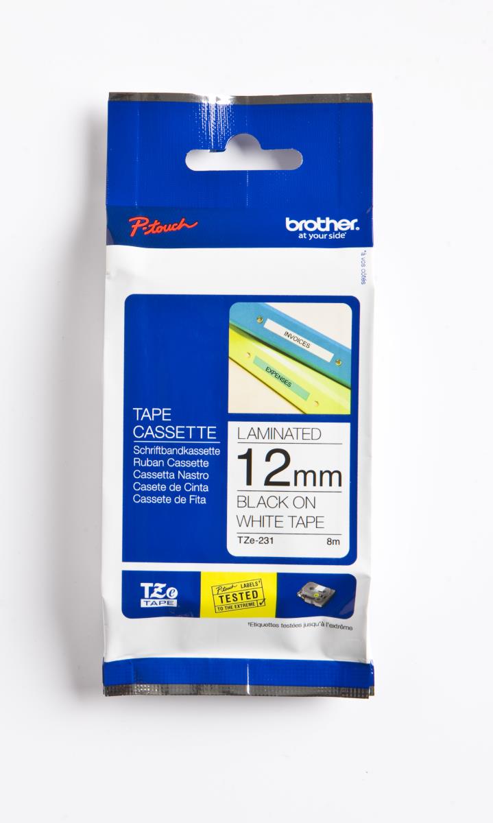 Tape 12mm Lami Black On White (tze-231)