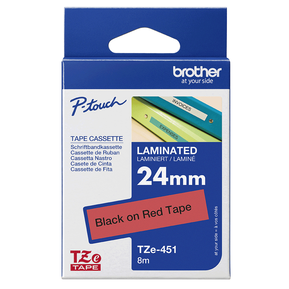 Tape 24mm Lami Black On Red (tze-451)