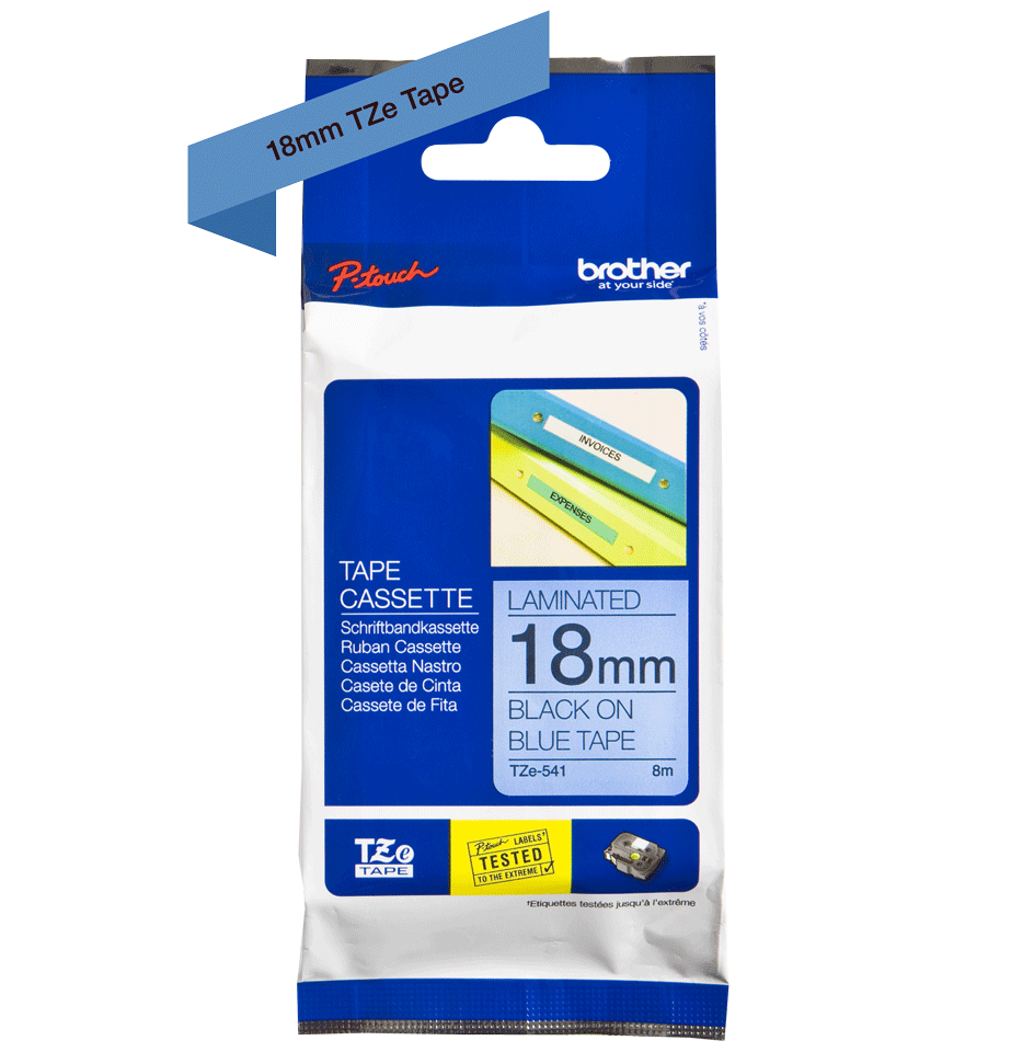 Tape 18mm Lami Black On Blue (tze-541)